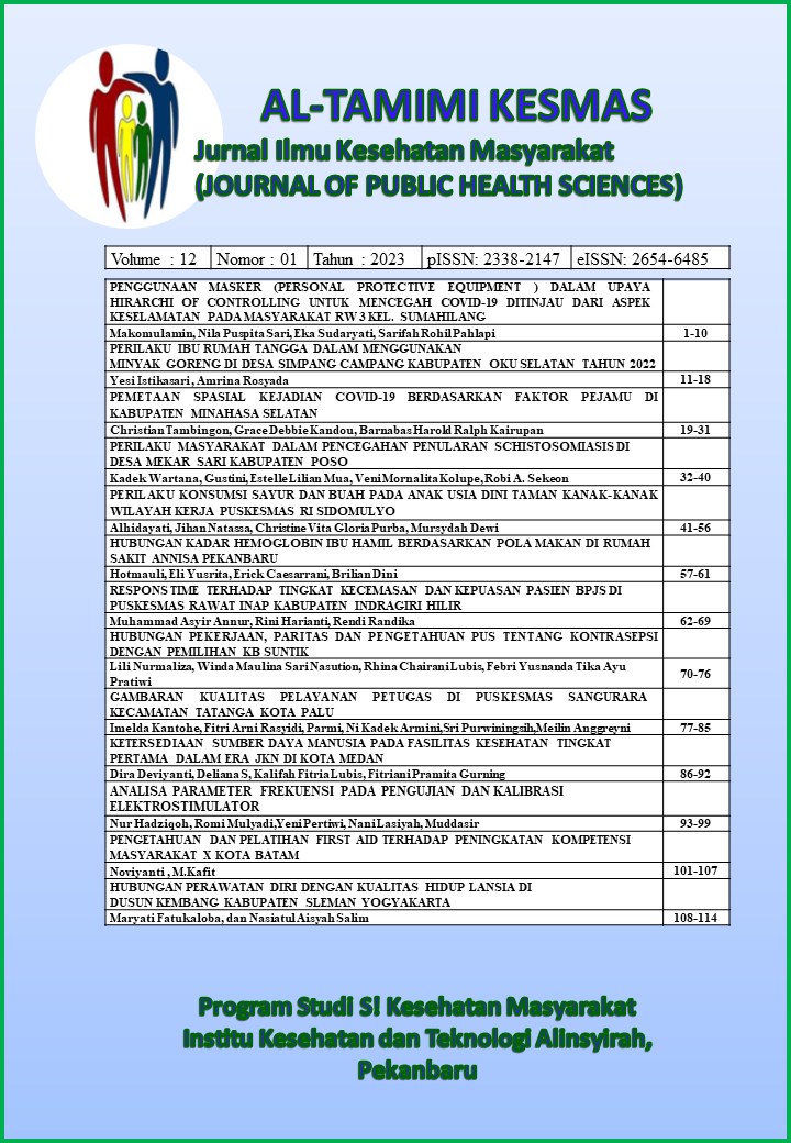 					View Vol. 12 No. 1 (2023): Al-Tamimi Kesmas: Jurnal Ilmu Kesehatan Masyarakat (Journal of Public Health Sciences)
				