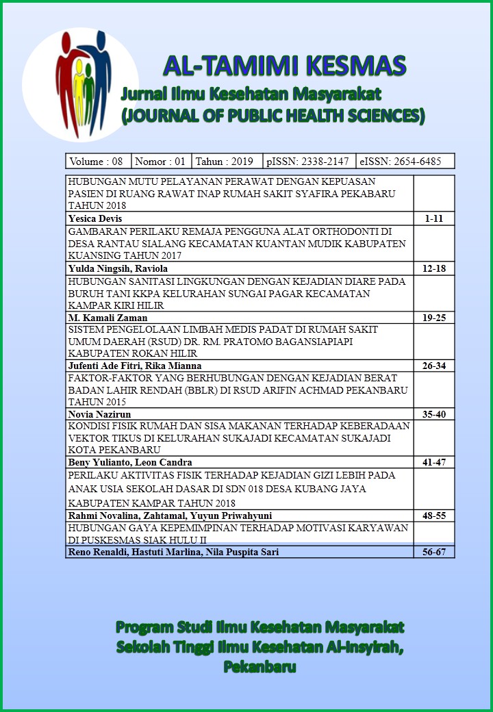 					Lihat Vol 8 No 1 (2019): Al-Tamimi Kesmas : Jurnal Ilmu Kesehatan Masyarakat (Journal of Public Health Sciences)
				